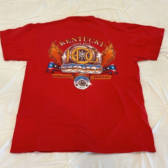 Vintage Hanes Beefy Red Harley Owners 2KY Kentucky State Rally T-Shirt Medium - Picture 6 of 8